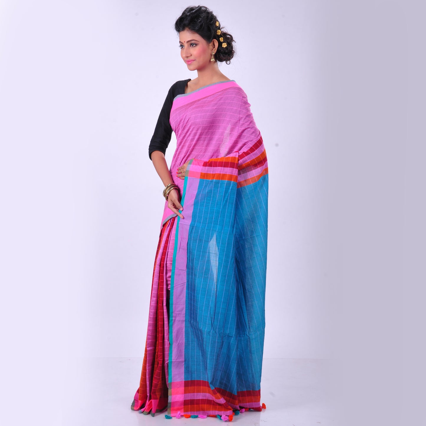 Multicoloured cotton sari