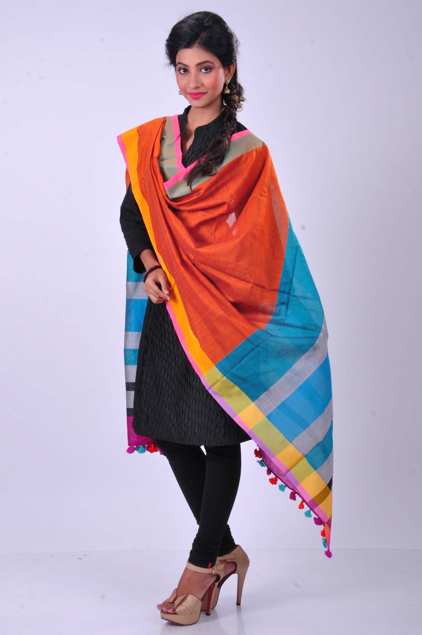 Orange handwoven dupatta