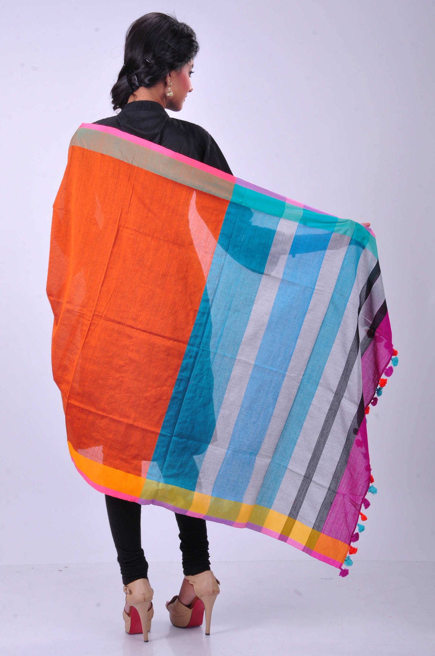 Orange handwoven dupatta