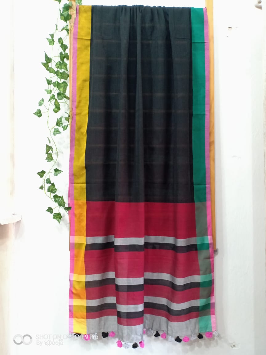 Black handwoven dupatta