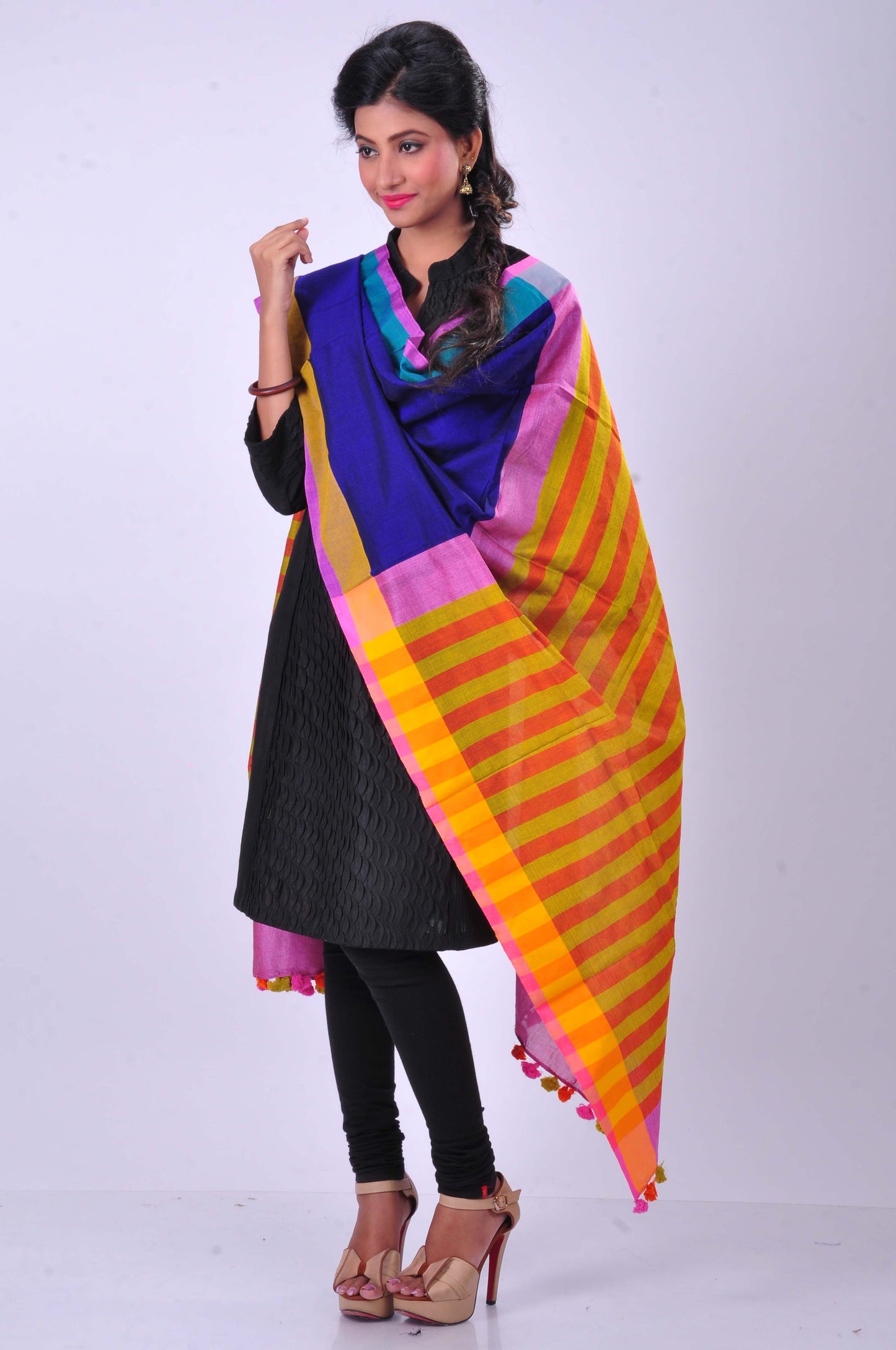 Blue handwoven dupatta
