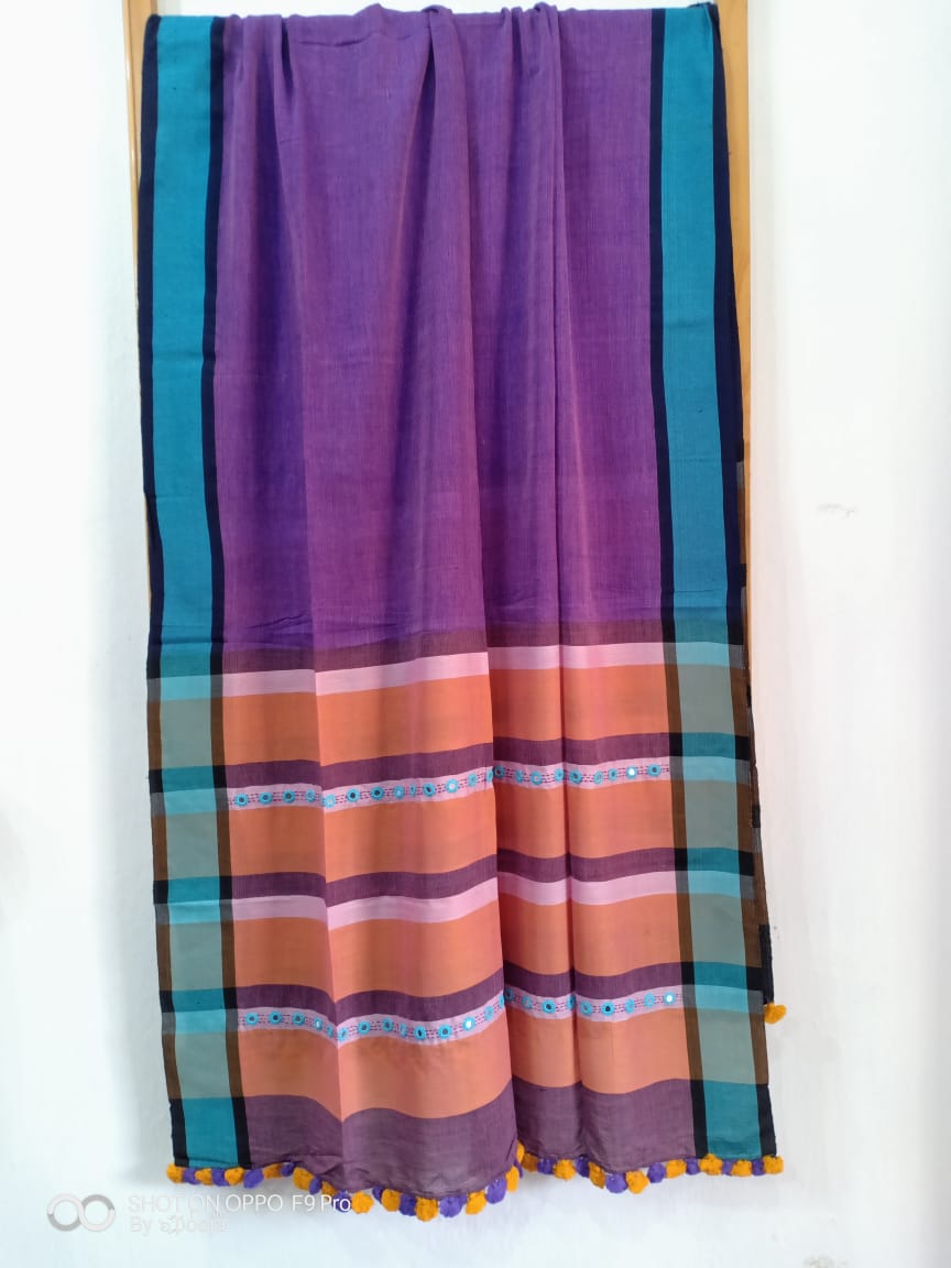 Purple cotton dupatta
