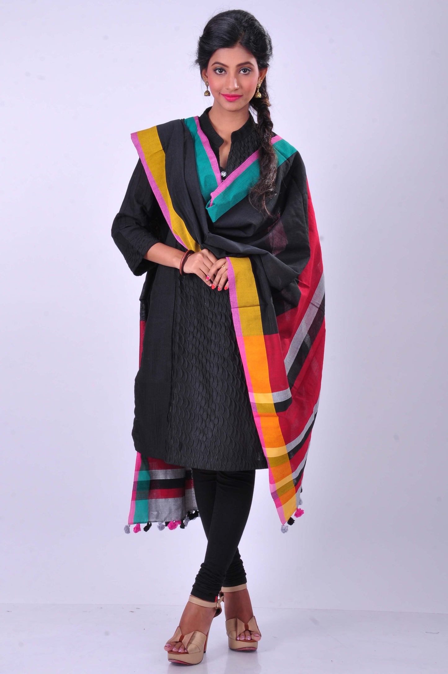 Black handwoven dupatta