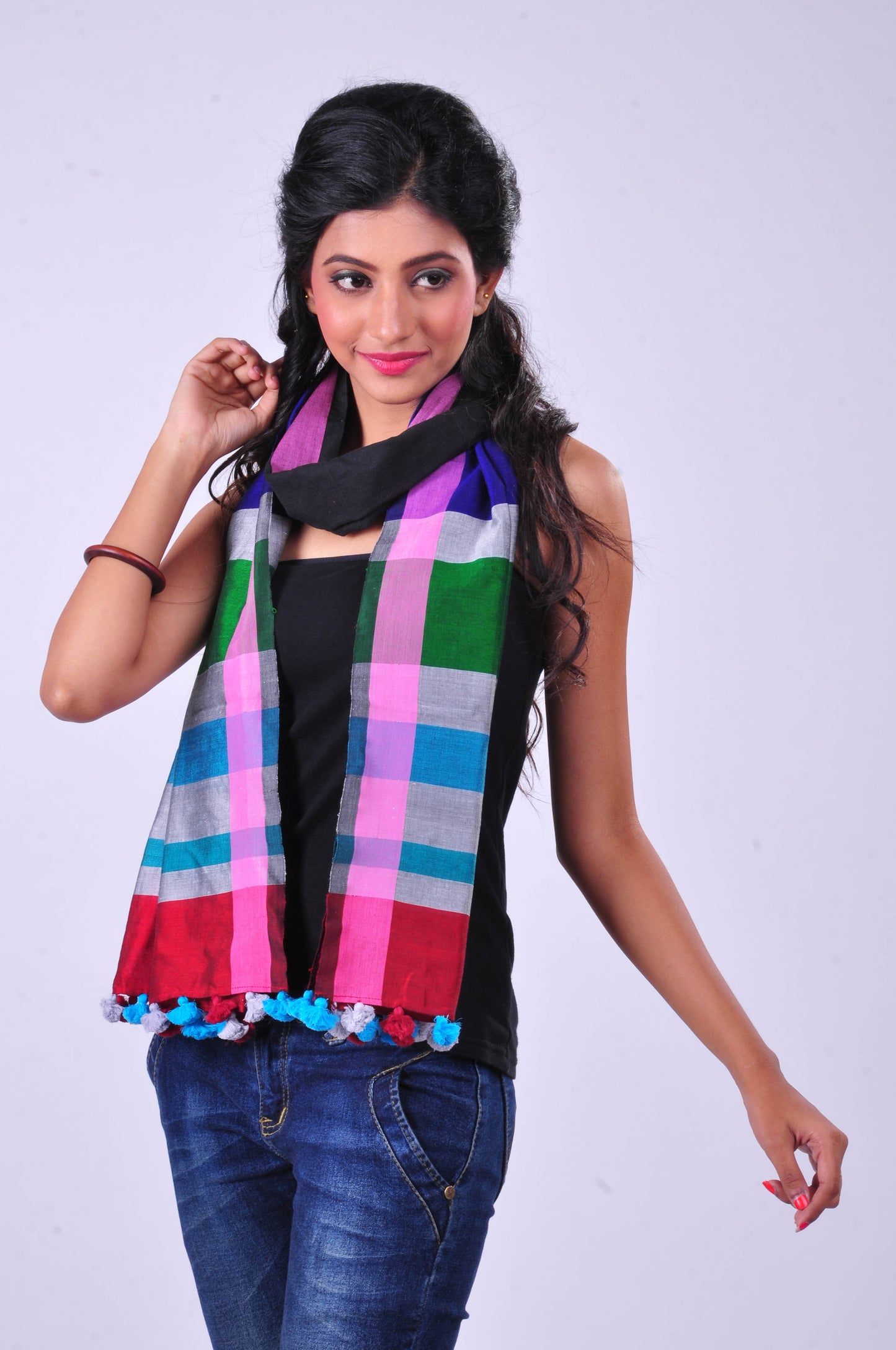 Multicoloured handwoven stole