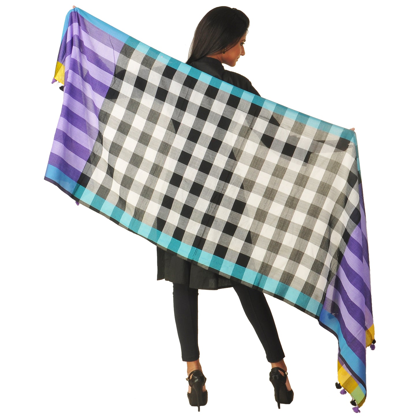 Black and white check dupatta