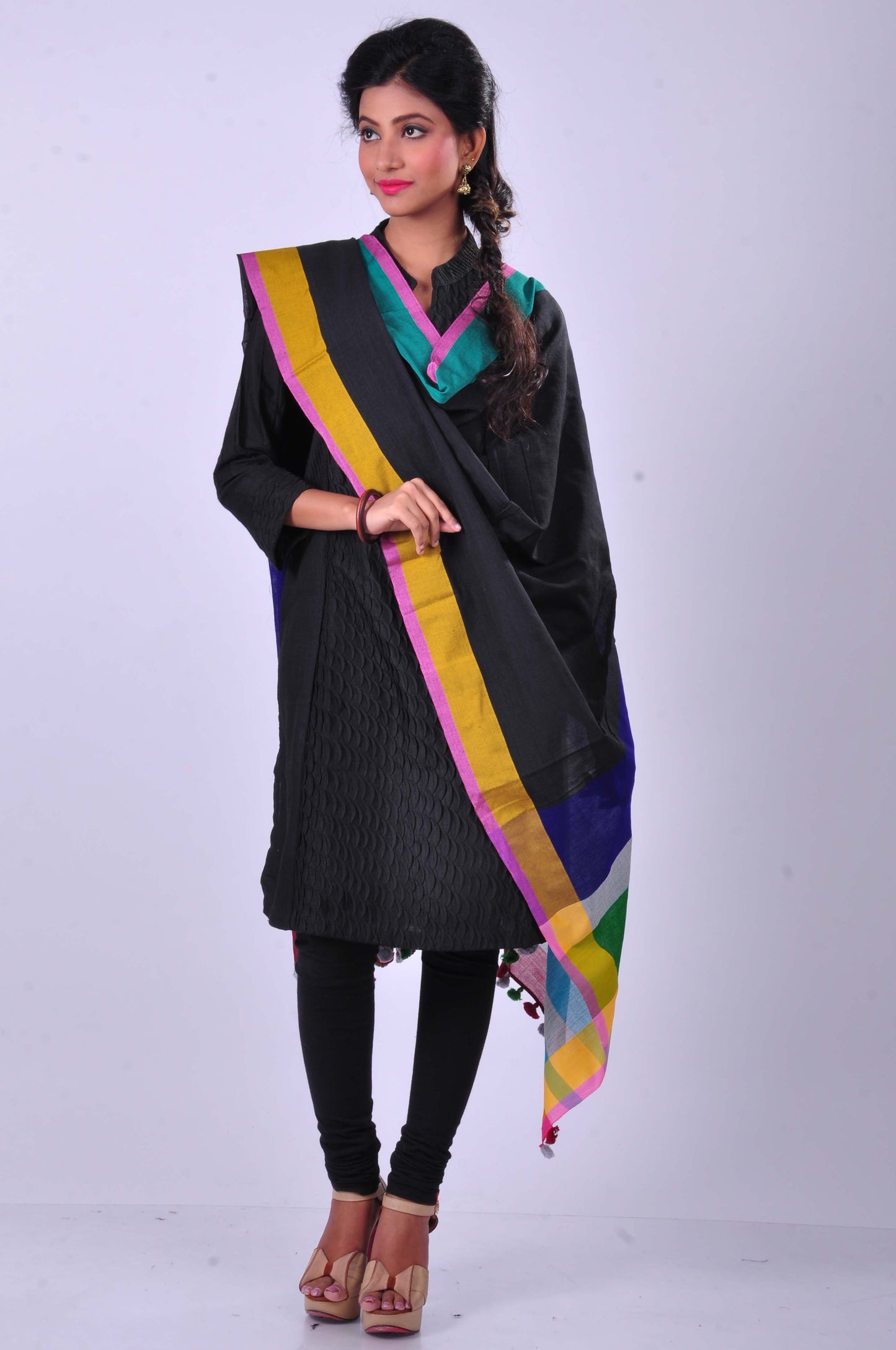 Black handwoven dupatta
