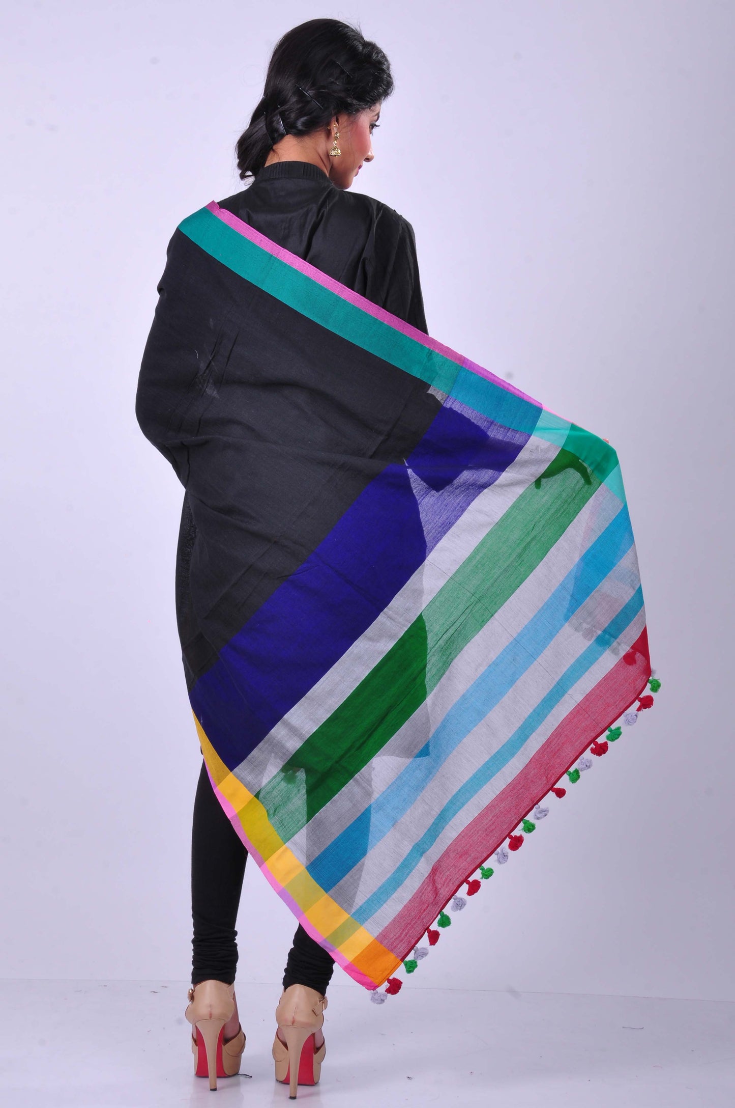 Black handwoven dupatta