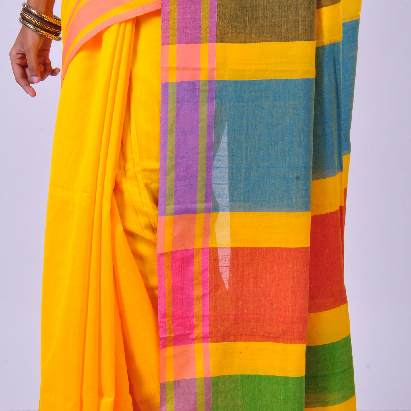 Yellow cotton sari
