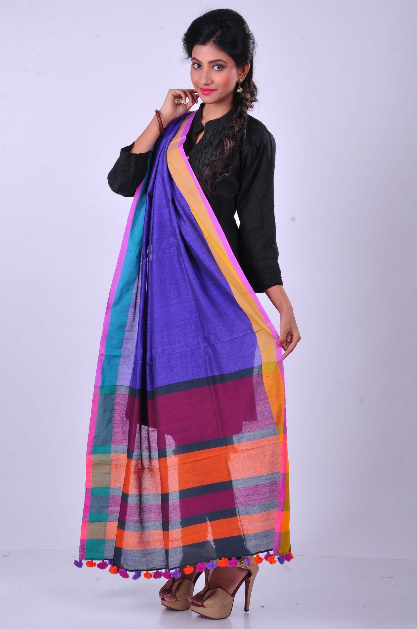 Purple handwoven dupatta