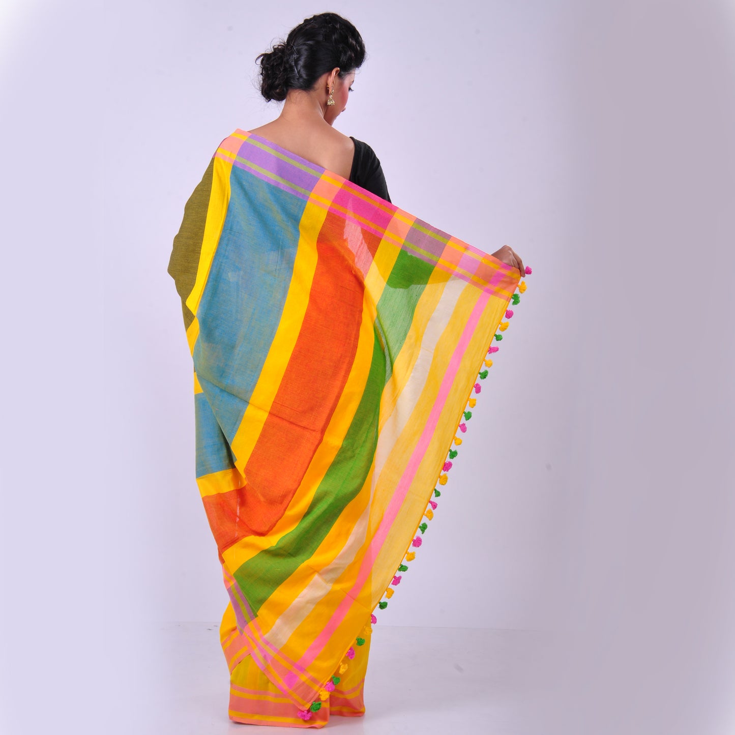 Yellow cotton sari