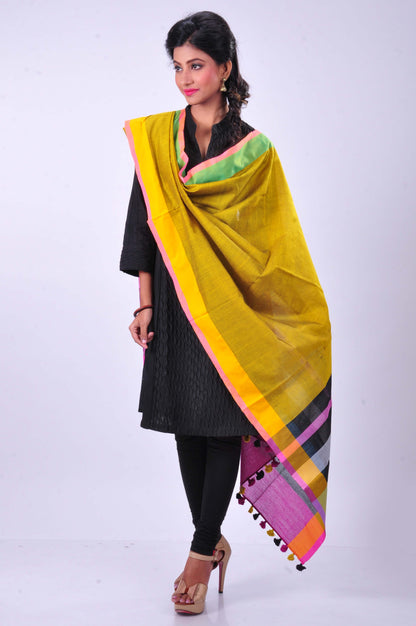Yellow cotton dupatta