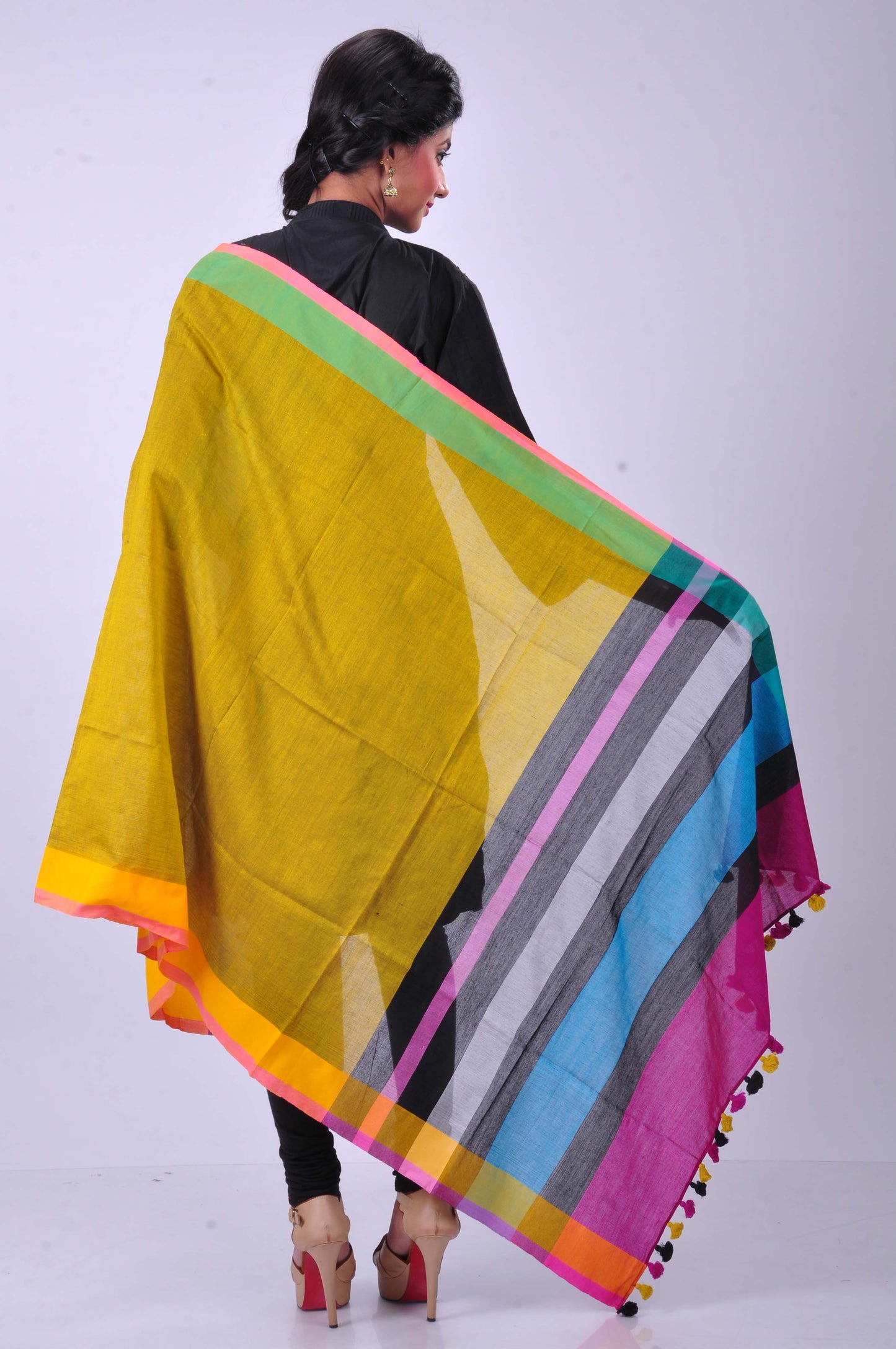 Yellow cotton dupatta
