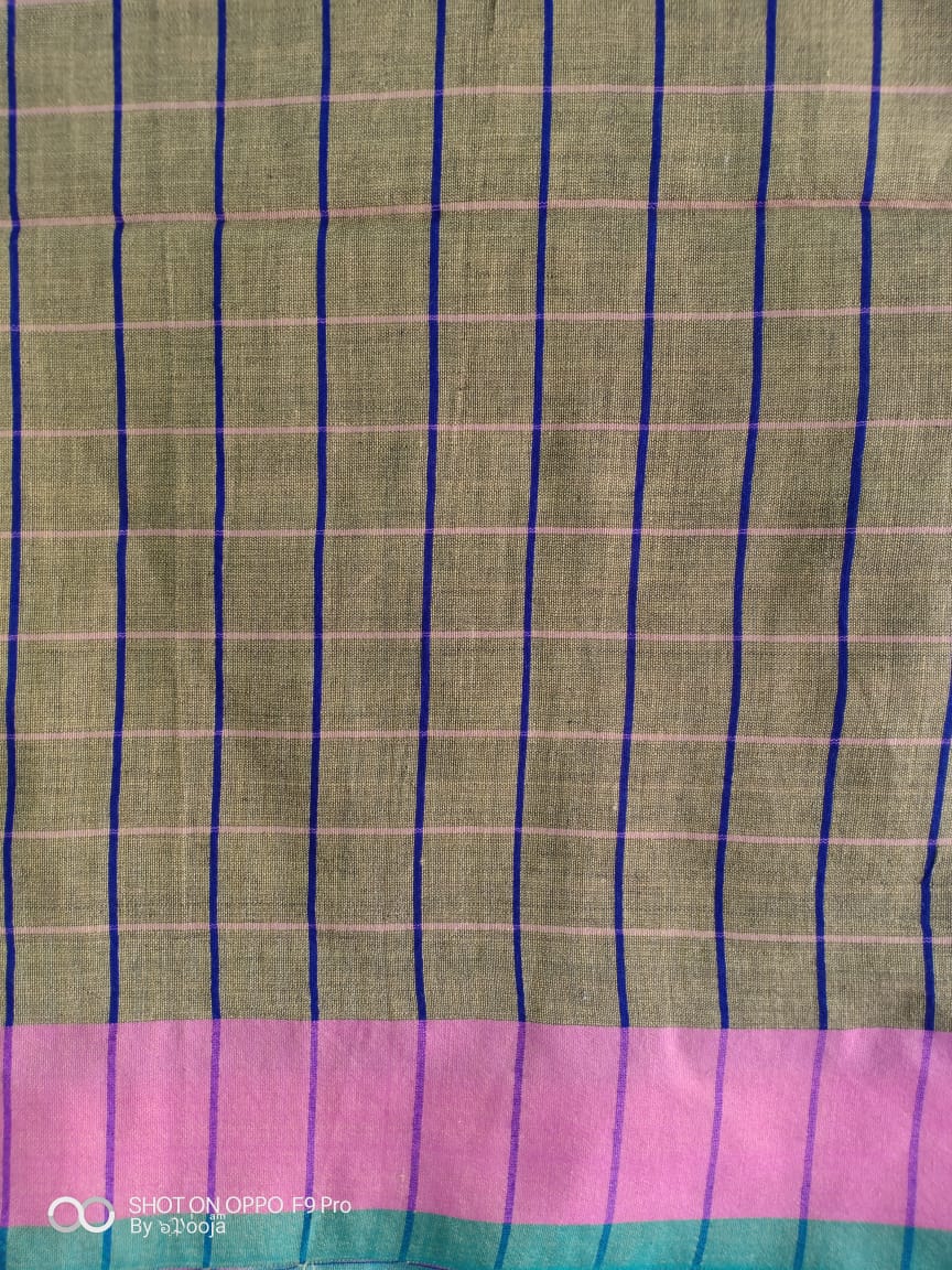 Beige handwoven cotton sari