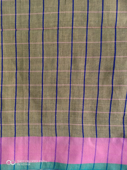 Beige handwoven cotton sari