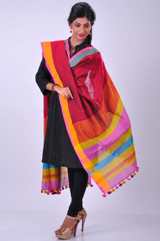 Red handwoven dupatta