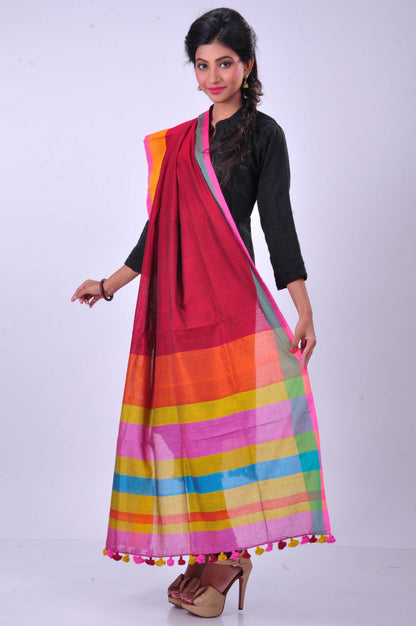 Red handwoven dupatta
