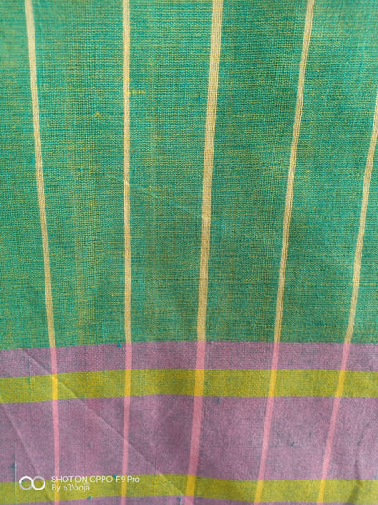 Orange Handwoven cotton sari
