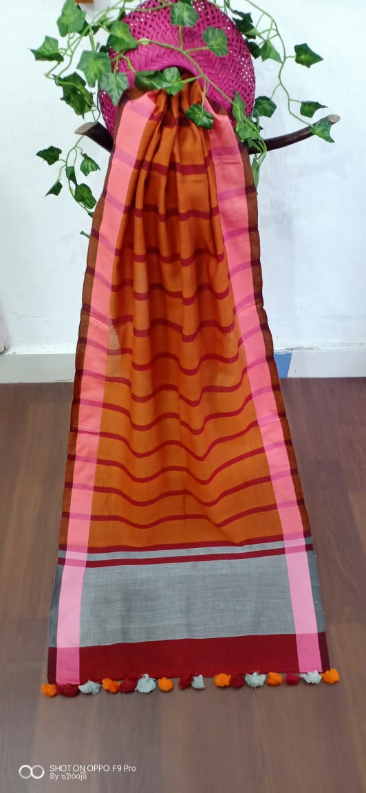 Orange handwoven stole