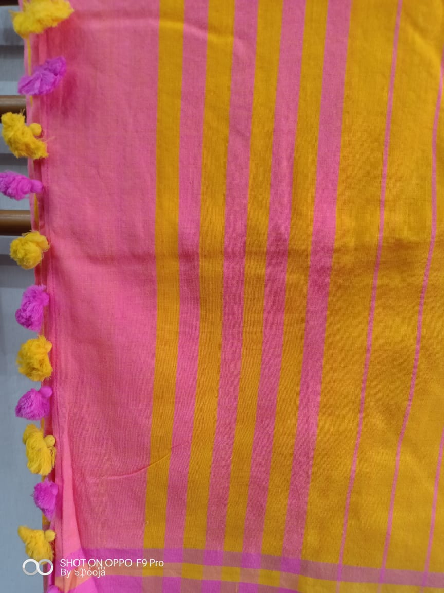Pink Handwoven cotton sari