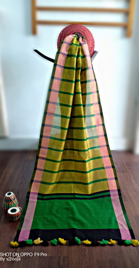 Yellow-green handwoven stole