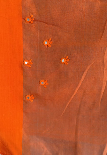 Orange handwoven sari