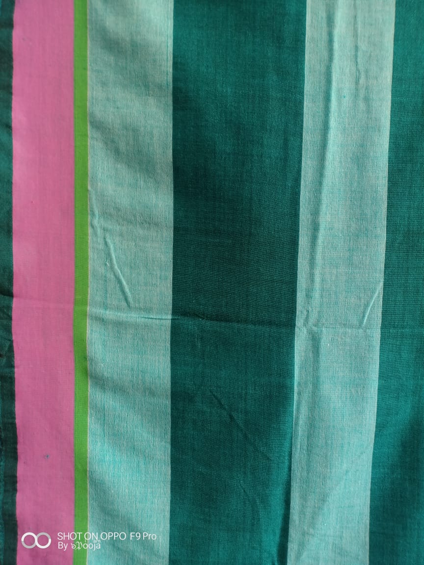 Orange embroidered handwoven cotton sari