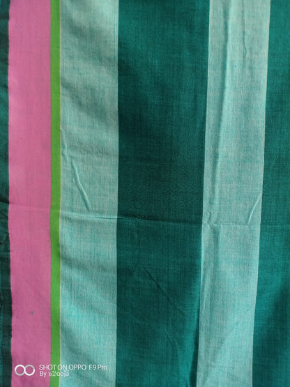 Orange embroidered handwoven cotton sari