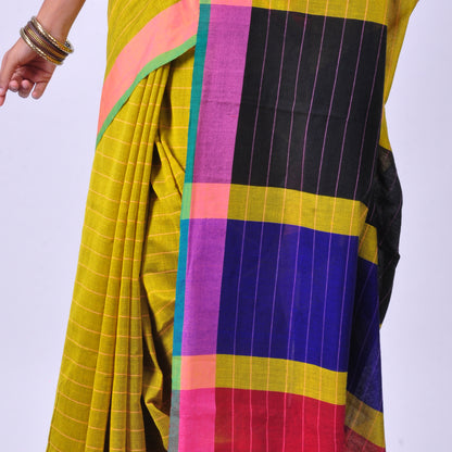 yellow handwoven cotton sari