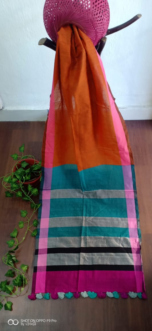 Orange handwoven stole