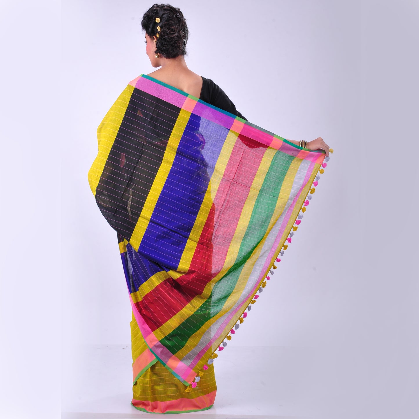 yellow handwoven cotton sari
