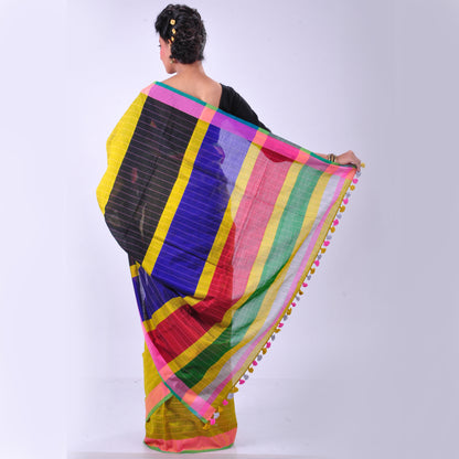yellow handwoven cotton sari