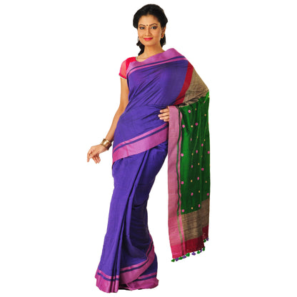 Purple hand embroidered sari