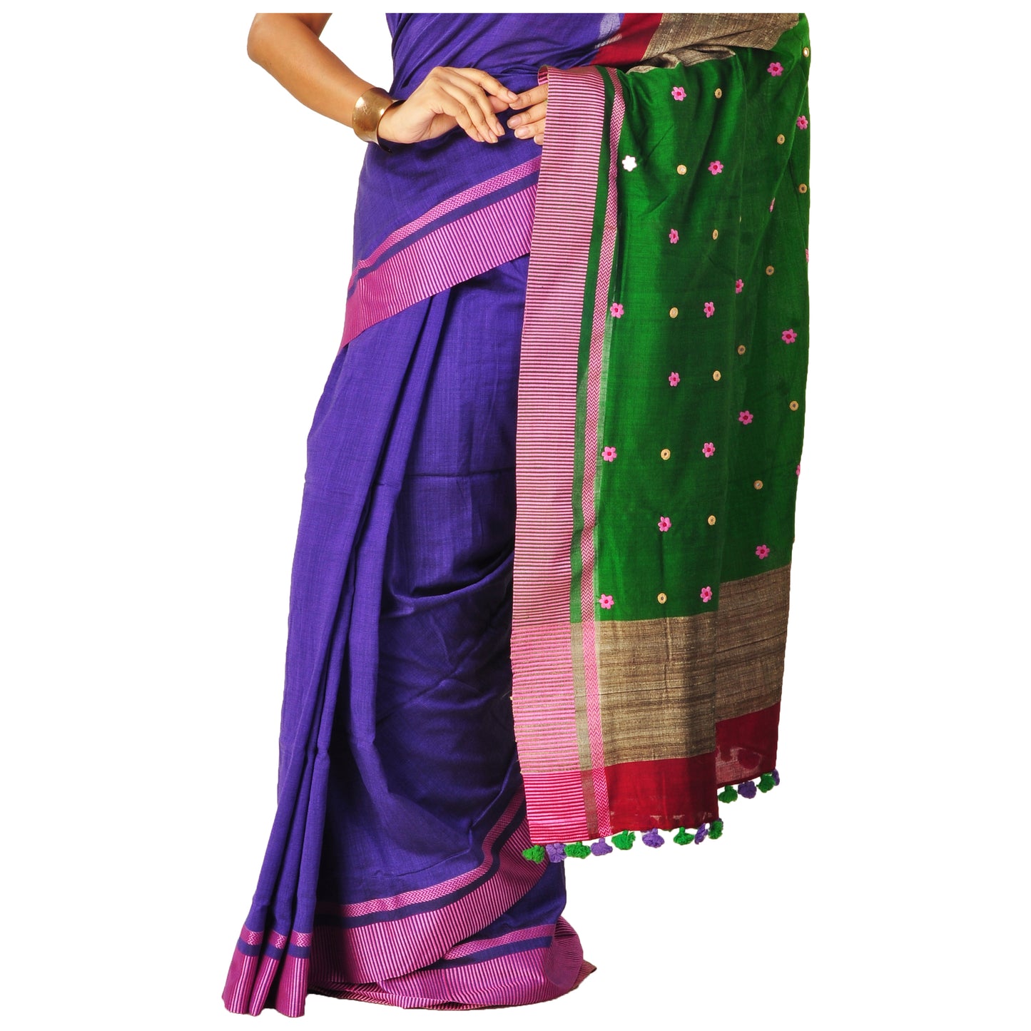 Purple hand embroidered sari