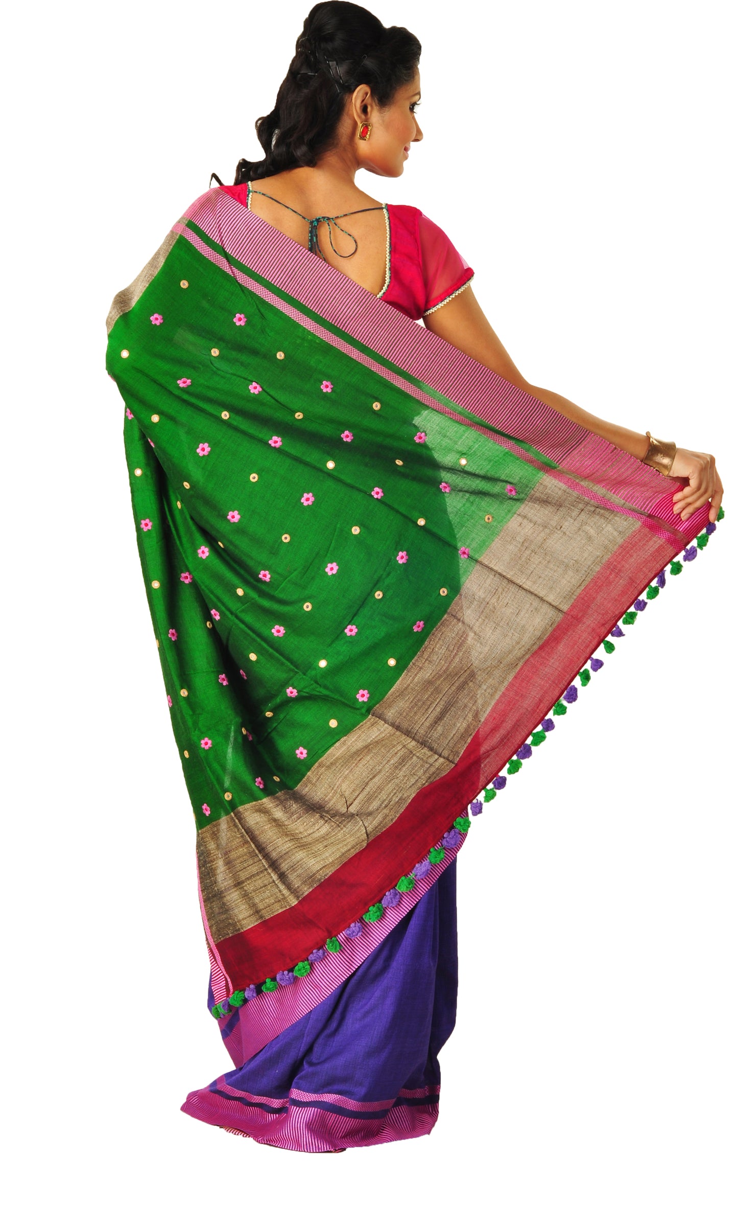 Purple hand embroidered sari