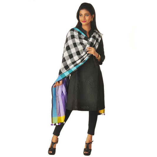 Black and white check dupatta