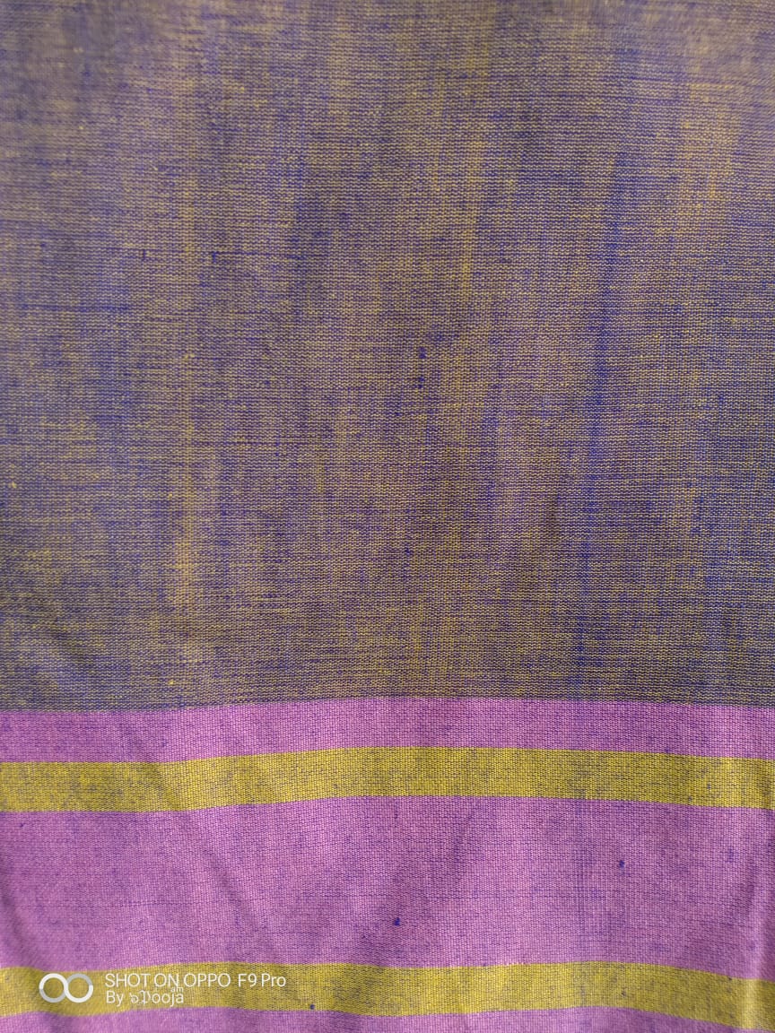 Yellow handwoven cotton sari