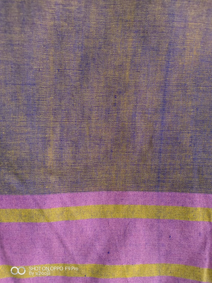 Yellow handwoven cotton sari
