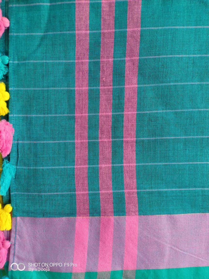 Yellow handwoven cotton sari