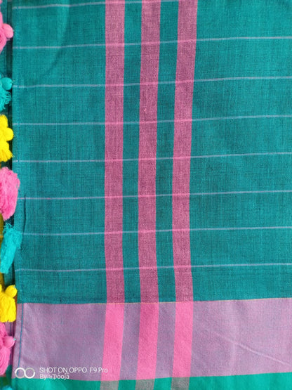 Yellow handwoven cotton sari