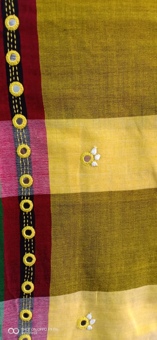 Green handwoven sari